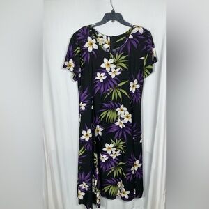 Vtg Paradise Bay Made in Hawaii Rayon Plumeria Floral Midi Muumuu Dress Sz 2XL